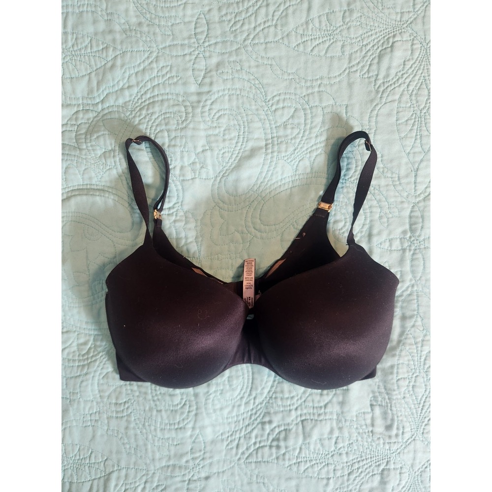 Victorias Secret Incredible Lined Demi Bra Black 34DDD Underwire Gold‎ Hardware